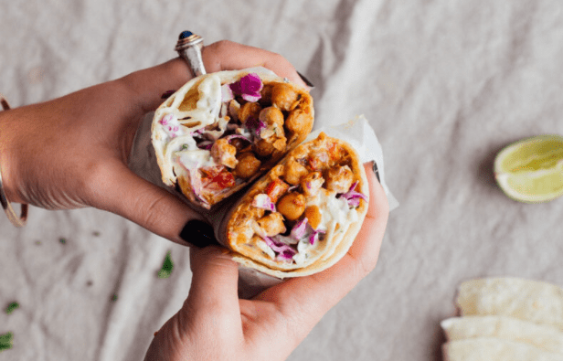 Homemade burrito with spicy chickpeas & vegetables vegan recipe3